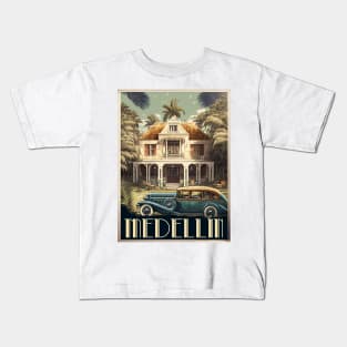 Medellin Colombia Vintage Travel Art Poster Kids T-Shirt